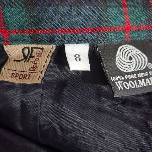 Vintage Rafaella Sport Tartan Maxi Skirt Red Plaid Check Fringe Slit Wool Long 8 - Picture 7 of 13